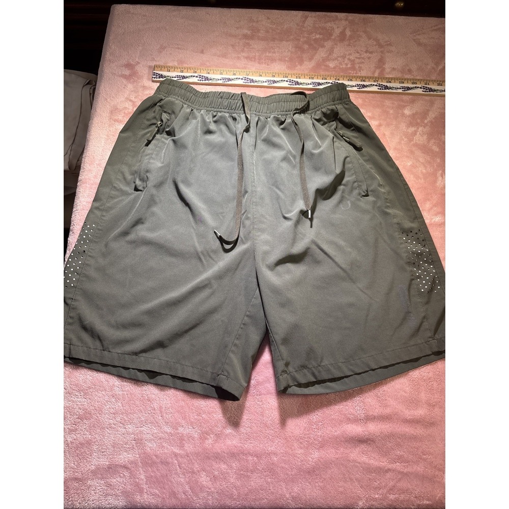 Northyard Running Shorts Mens L Olive Green Elastic Waist Gym Workout Athletic